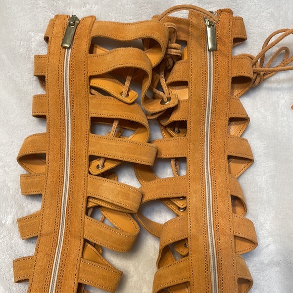 New WO Tags Free People Sun Chaser Tall Gladiator Sandals Sz:38 MSRP:$178 Orange - Picture 6 of 11